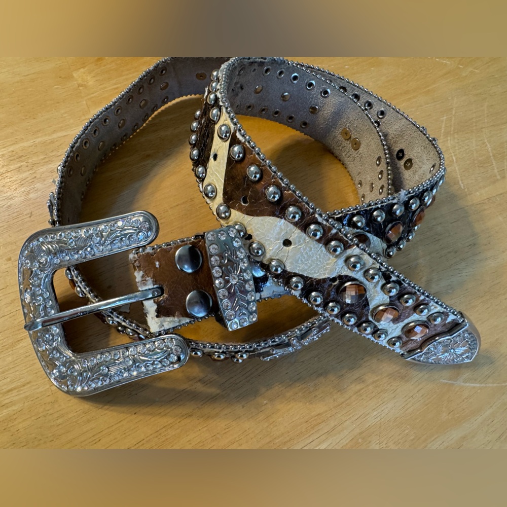 Blazin Roxx Brown and Silver Studded Belt